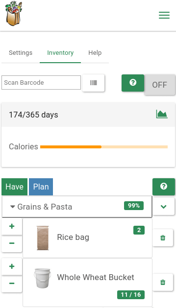 Screen Shot of Food Storage Planner 6
